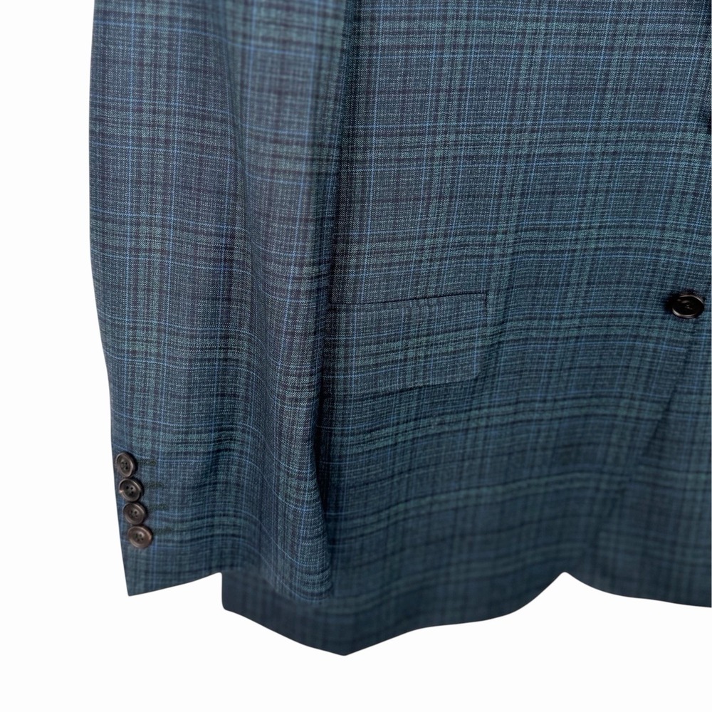 Canali Mens 44R Wool Sport Coat Blue Plaid Made Italy Blazer Jacket Notch Lapel - Picture 3 of 11